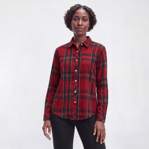 Plus Size Hasting & Smith Long Sleeve Plaid Flannel - Tibetan Red